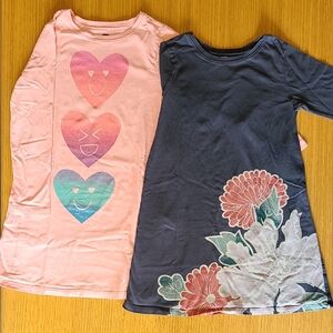 Set of Two Girls' Dresses with Heart and Floral Designs